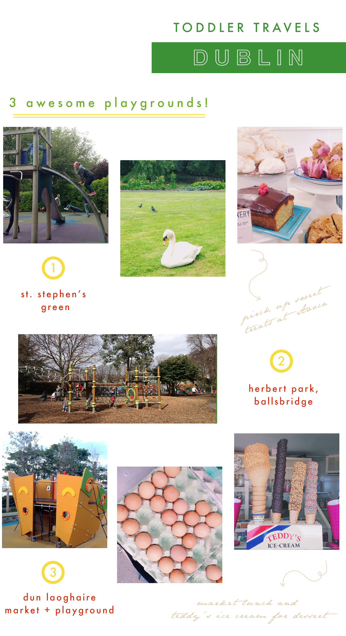 Three awesome playgrounds we found when traveling with a toddler in Dublin, Ireland.