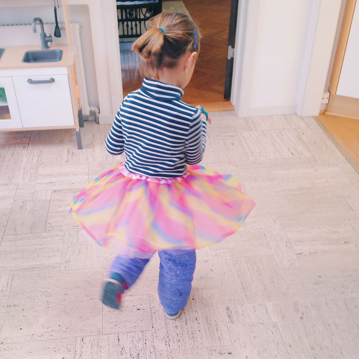 Toddlers and tutus and princesses at forest school in Denmark.